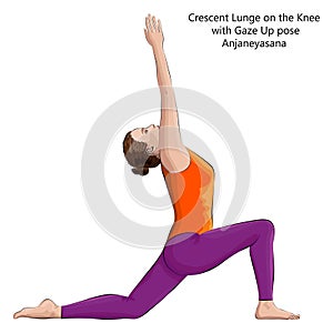 Yoga pose. Anjaneyasana.