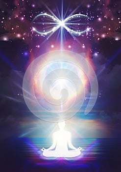 Soul journey to divine, Spiritual energy healing power, conscience awakening, portal meditation, expansion photo