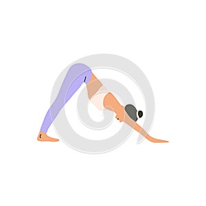 Yoga pose downward-facing dog hand drawn illustration