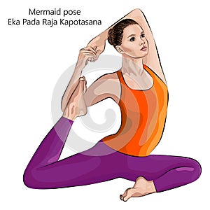 Yoga pose. Eka Pada Raja Kapotasana.