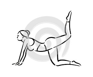 Yoga pose illustration on white backgroundRelax and meditate. Healthy lifestyle. Balance training.