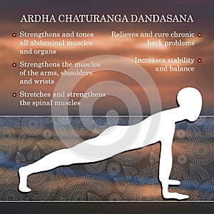 Yoga pose infographics, benefits of practice
