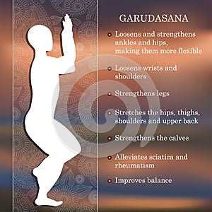 Yoga pose infographics, benefits of practice