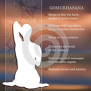 Yoga pose infographics, benefits of practice