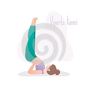 Yoga pose,legs up the wall pose or Viparita Karani asana or mudra in hatha yoga