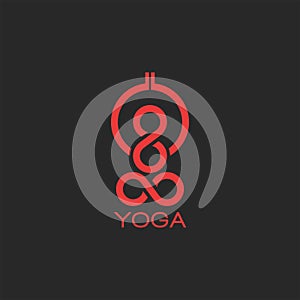 Yoga pose logo silhouette abstract human body meditation, international yoga day poster emblem