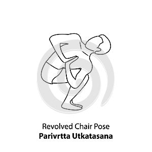 Yoga pose revolved chair parivrtta utkatasana