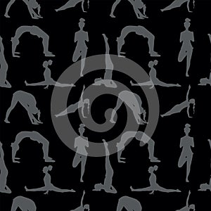 Yoga pose strengths seamless pattern. Vector