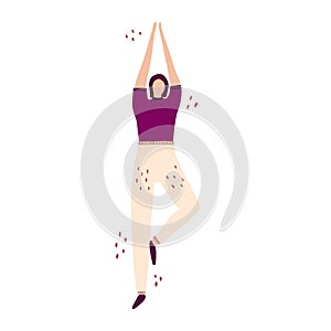 Yoga pose tree or vrksasana vector illustration. Flat modern vector illustration of yoga pose. Hand drawn illustration.