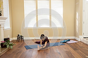 Yoga Pose Upavista Konasana seated bending left