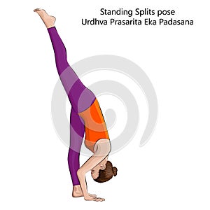 Yoga pose. Urdhva Prasarita Eka Padasana. photo