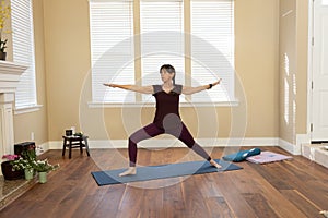 Yoga Pose Virabhadrasana 2 warrior photo