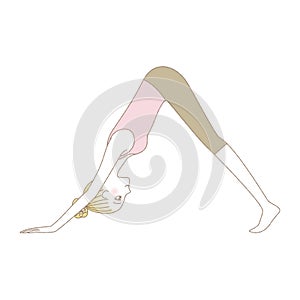 Yoga pose, woman in Downward facing dog Pose