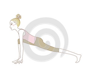 Yoga pose, woman in High Lunge Pose