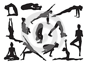 Yoga pose women silhouettes