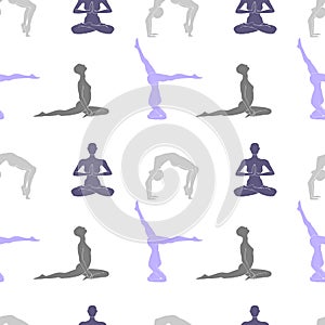 Yoga poses seamless pattern.