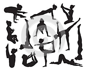 Yoga poses silhouettes