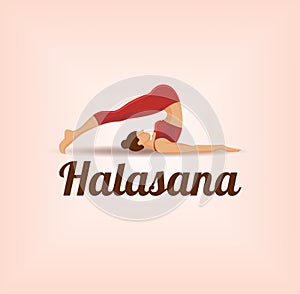 Yoga Position: Halasana. Vector Illustration photo