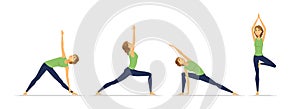 Yoga positions - modern vector cartoon character set