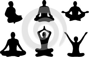 Yoga Positions. Silhouettes icon. Vector illustration.