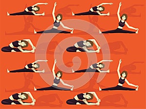 Yoga Posture Revolved Head To Knee Pose Cartoon Seamless Wallpaper Background