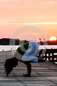 Yoga practice during sunset
