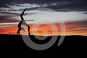 Yoga practicioner during the sunse