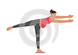 Yoga for Pregnant Woman Concept. Fitness and Sport During Pregnancy. Female Character Stretching, Healthy Lifestyle