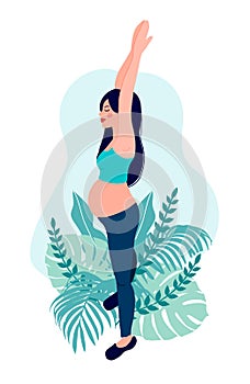 Yoga pregnant women concept. Relax, meditation for the expectant mother. vector illustration