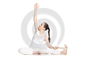 Yoga with props, Parivrtta Janu Sirsasana