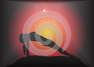 Yoga Reverse Plank Pose Glare Background