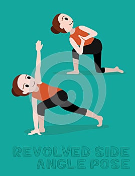 Yoga Revolved Side Angle Pose Cartoon Vector Illustration