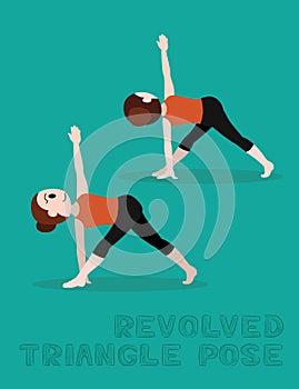 Yoga Revolved Triangle Pose Cartoon Vector Illustration