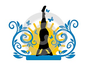 Yoga salamba sirshasana pose. Flat style. Vector illustration