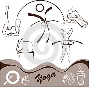 Yoga, set icon, logos vector