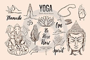 Yoga set. Vector Isolated hand drawn