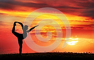 Yoga silhouette Natarajasana dancer pose