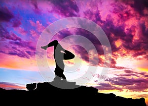 Yoga silhouette shirshasana pose