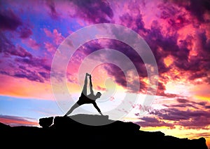 Yoga silhouette Vasisthasana plank pose