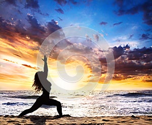 Yoga silhouette warrior pose