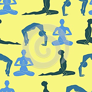 Yoga silhouettes background