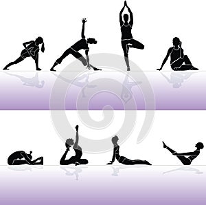 Yoga siluette people and fitness