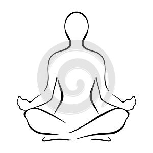 Yoga Sitting Pose Silhouette Vector Illustration