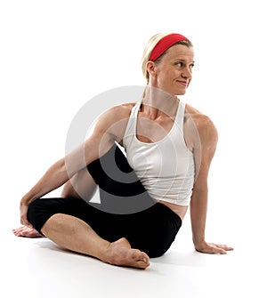 Yoga spine twisting illustration pose photo