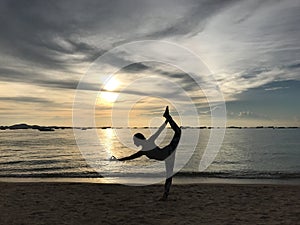 yoga, sport, Sunset