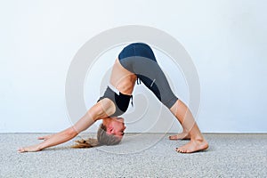 Yoga students showing different yoga poses