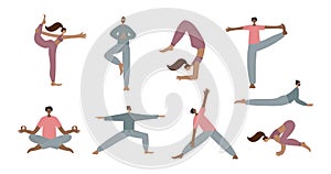 Yoga studio asana pose people vector illustration