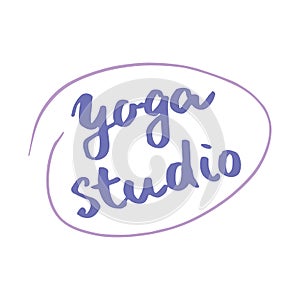 Yoga studio Lettering label. Calligraphic Hand Drawn yoga sketch doodle. Vector illustration