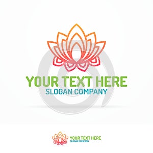 Yoga studio logo set consisting of flower lotus gradient color for yoga school, spa center