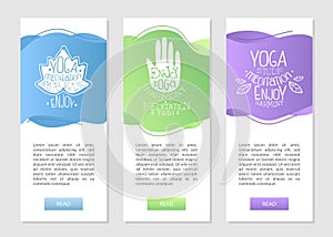 Yoga Studio Meditation, Ayurvedic Business Cards Set with Ethnic Symbols and Place for Text Vector Illustration